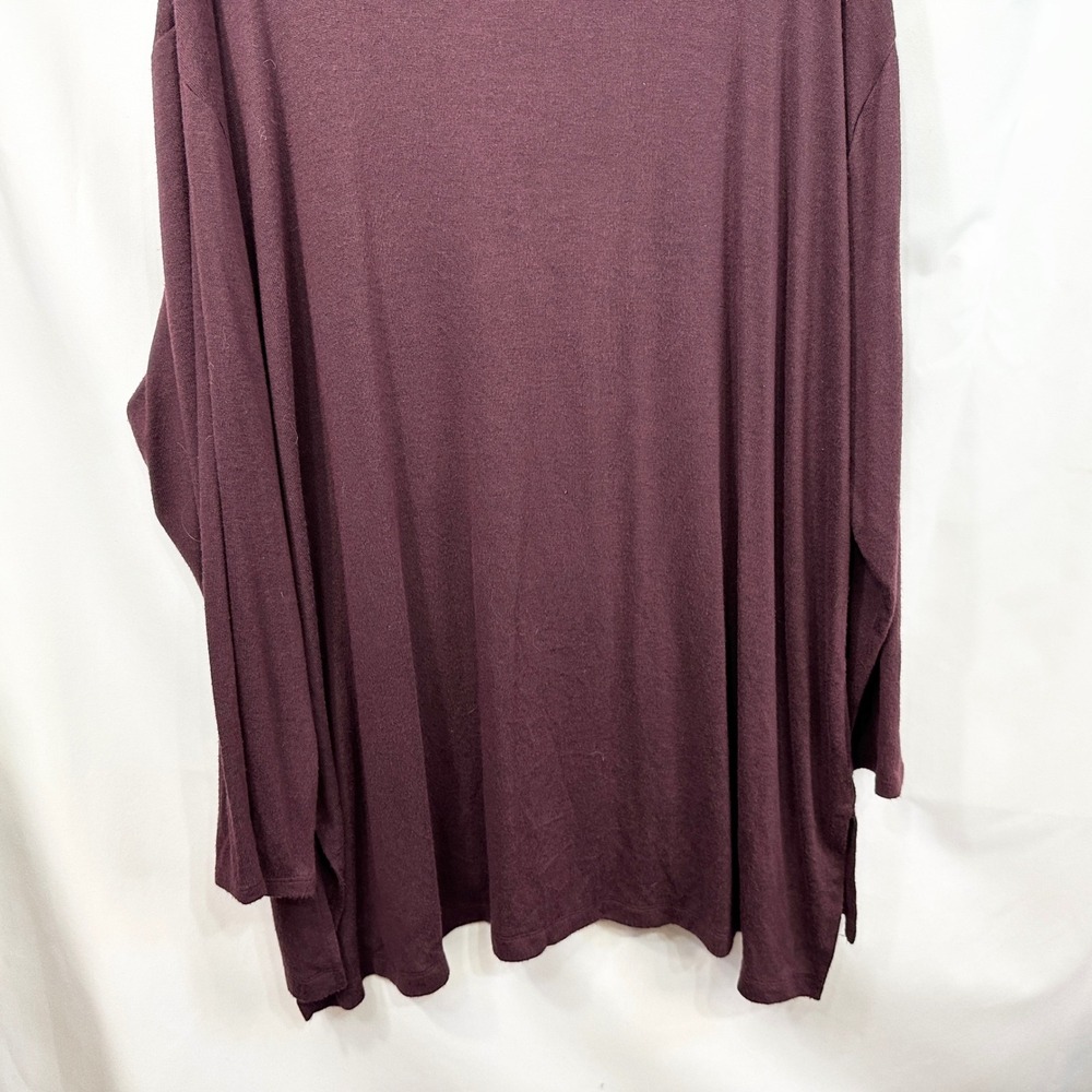 Lane Bryant Plus Size 22/24 Top Cowl Neck Tunic Maroon Long Sleeve Solid 681 - Picture 5 of 9
